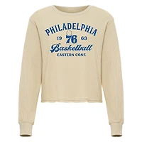 Unisex Sportiqe Cream Philadelphia 76ers High Country Collection Cullen Waffle Knit Long Sleeve T-Shirt
