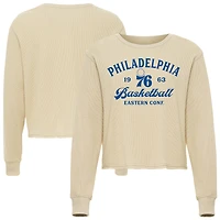 Unisex Sportiqe Cream Philadelphia 76ers High Country Collection Cullen Waffle Knit Long Sleeve T-Shirt