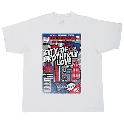 Unisex Stadium Essentials  White Philadelphia 76ers Comic Book Cover Boxy T-Shirt