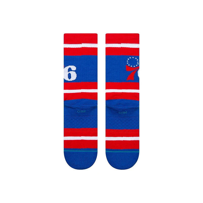 Chaussettes unisexes Stance Philadelphia 76ers Prep Stripe Crew