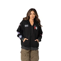 Unisex The Wild Collective  Black Philadelphia 76ers Logo Sleeve Full-Zip Hoodie
