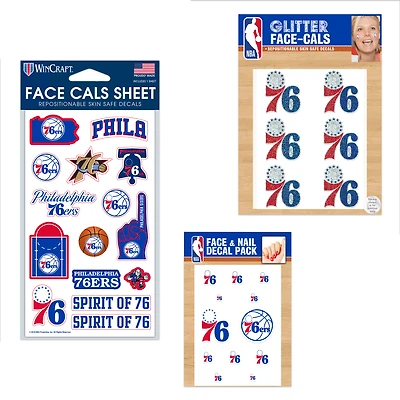 Ensemble de tatouages ​​sans eau WinCraft Philadelphia 76ers 4" x 7"
