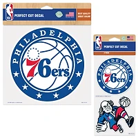 Lot de trois autocollants WinCraft à découpe parfaite pour les Philadelphia 76ers