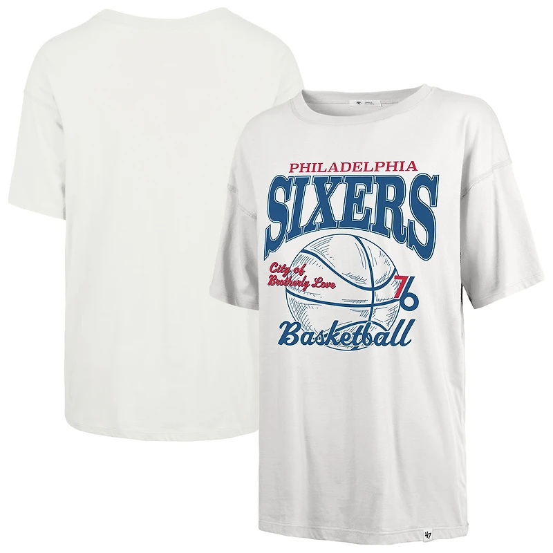 Women's '47  White Philadelphia 76ers City Edition Down Court Sadie T-Shirt