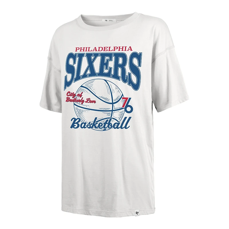 T-shirt blanc pour femme '47 Philadelphia 76ers City Edition Down Court Sadie