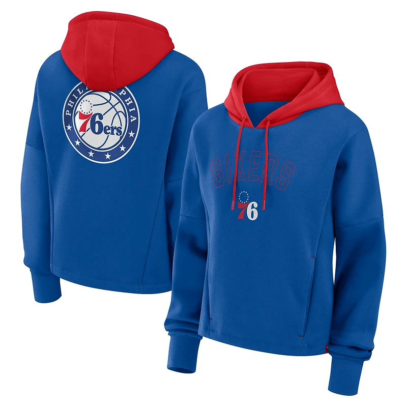 Women's Fanatics  Deep Royal Philadelphia 76ers Post Up Boxy Pullover Hoodie
