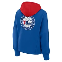 Women's Fanatics  Deep Royal Philadelphia 76ers Post Up Boxy Pullover Hoodie
