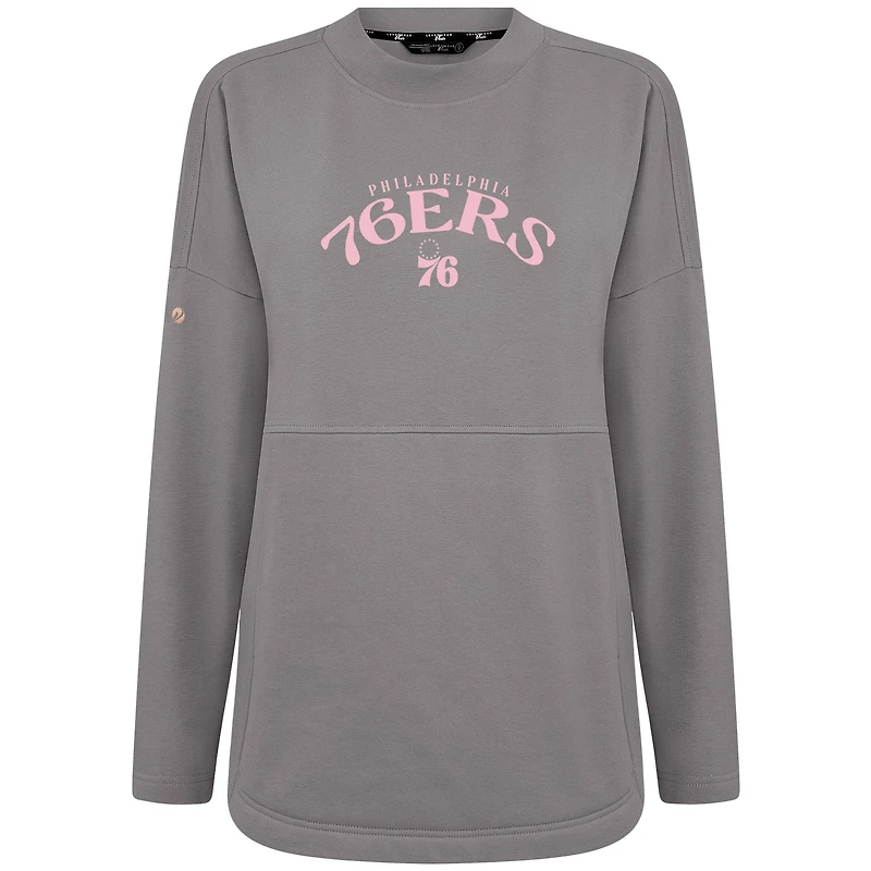Sweat-shirt à col rond Beaudry gris pour femme, motif fête des mères, Philadelphia 76ers