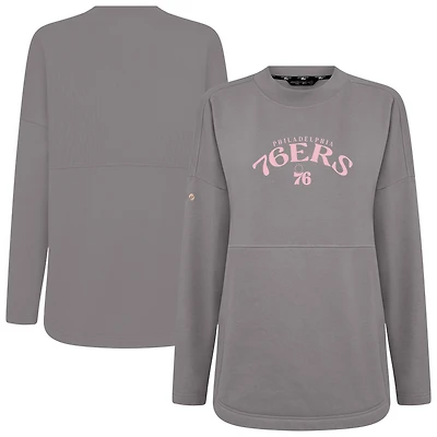 Women's Levelwear  Gray Philadelphia 76ers Mother's Day Beaudry Arched Pullover Sweatshirt