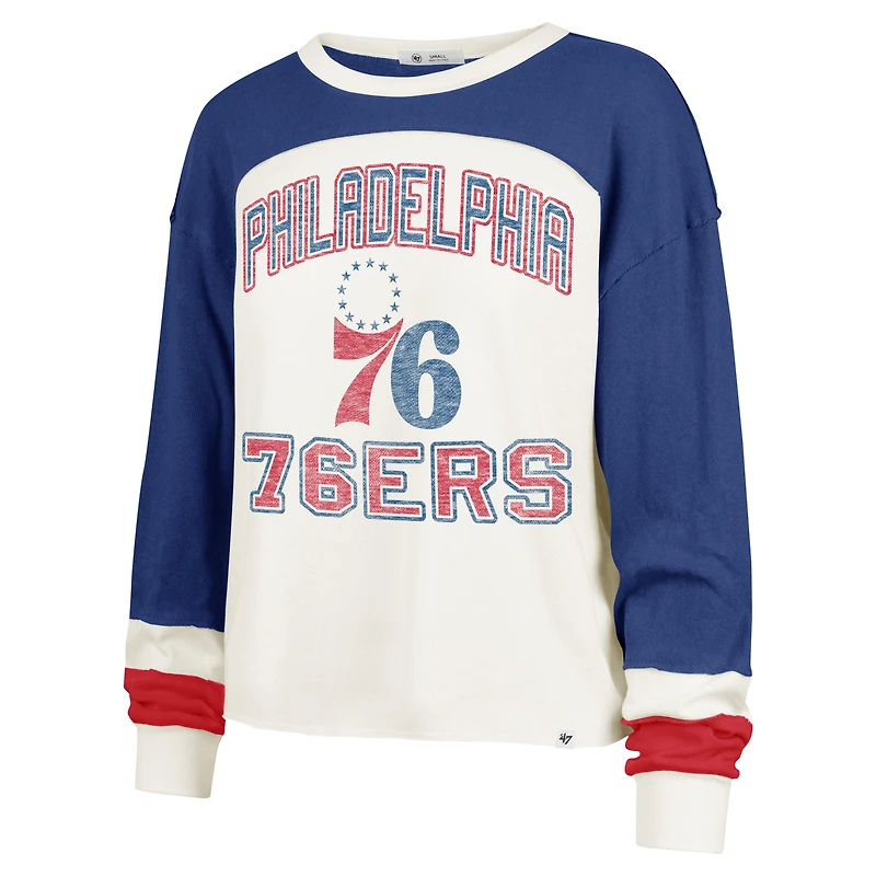 T-shirt à manches longues raglan '47 Cream Philadelphia 76ers pour femme