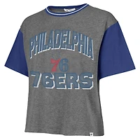Women's '47  Gray Philadelphia 76ers Rise Clubhouse Ziggy Color Block T-Shirt