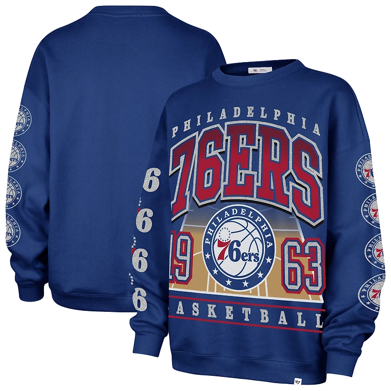 Women's '47 Royal Philadelphia 76ers Go Big Oversized Sweatshirt