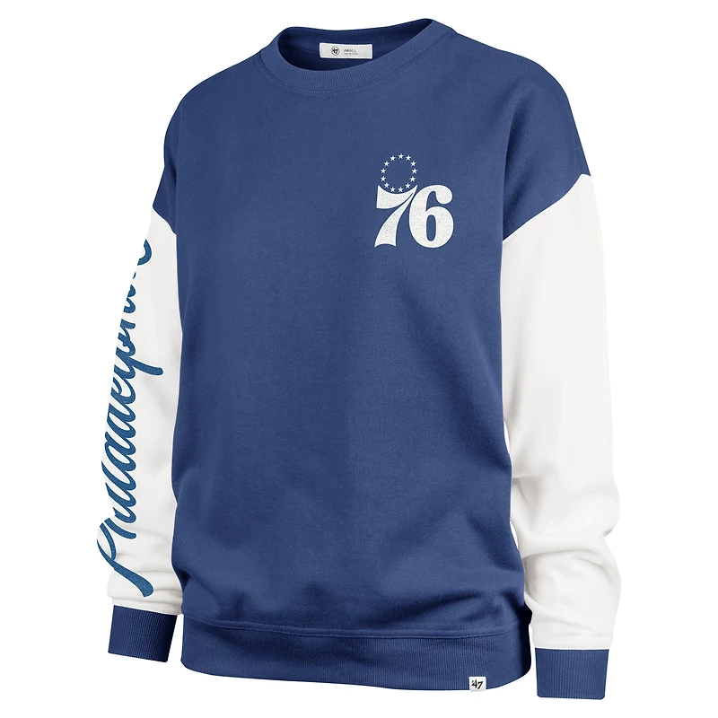 Women's '47 Royal Philadelphia 76ers  Rise Andie Oversized Pullover Sweatshirt