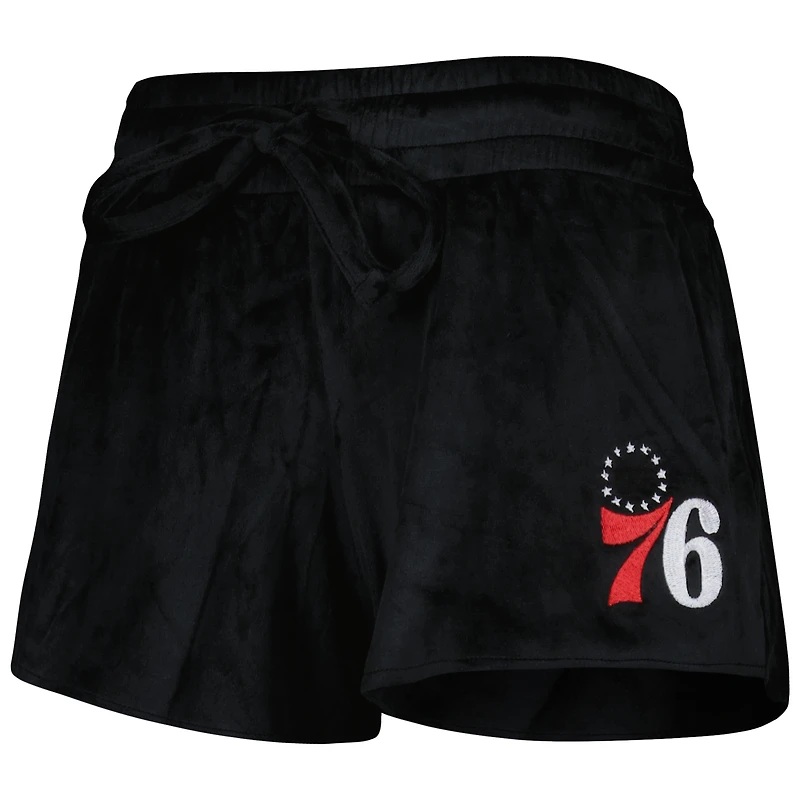 Ensemble de nuit Concepts Sport noir pour femme avec haut et short Intermission des Philadelphia 76ers