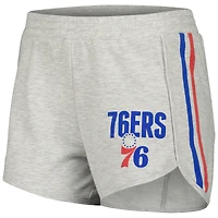 Ensemble de nuit avec t-shirt et short à manches longues Concepts Sport gris Philadelphia 76ers Cedar pour femmes