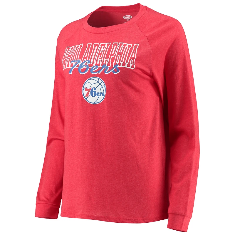 Women's Concepts Sport Heathered Royal/Heathered Red Philadelphia 76ers Raglan Long Sleeve Top & Shorts Sleep Set