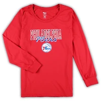 Women's Concepts Sport Red/Heather Gray Philadelphia 76ers Plus Long Sleeve Top and Shorts Sleep Set