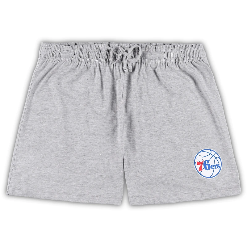 Women's Concepts Sport Red/Heather Gray Philadelphia 76ers Plus Long Sleeve Top and Shorts Sleep Set