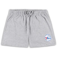 Women's Concepts Sport Red/Heather Gray Philadelphia 76ers Plus Long Sleeve Top and Shorts Sleep Set