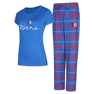 Women's Concepts Sport  Royal/Red Philadelphia 76ers Vector Top & Flannel Pants Sleep Set