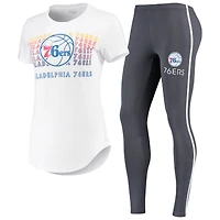 Ensemble t-shirt et legging Sonata des Philadelphia 76ers Concepts Sport pour femme, blanc/anthracite