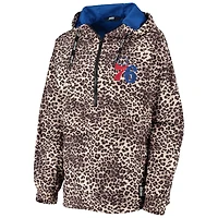 G-III Sports by Carl Banks Leopard Philadelphia 76ers Gabriella Windbreaker Half-Zip Hoodie