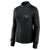 Haut à glissière quart de tour raglan noir Philadelphia 76ers Elements Match pour femme Fanatics