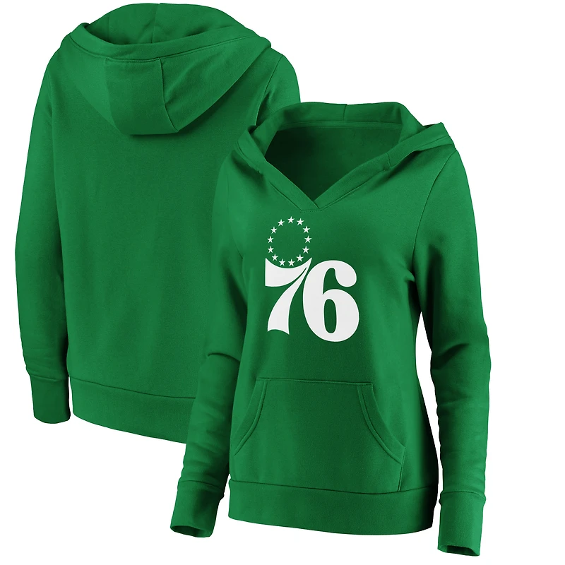 Sweat à capuche logo blanc pour la Saint-Patrick des Philadelphia 76ers femmes Fanatics Green