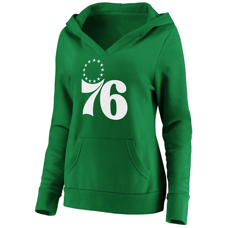 Sweat à capuche logo blanc pour la Saint-Patrick des Philadelphia 76ers femmes Fanatics Green