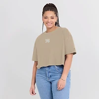 Women's Fanatics Khaki Philadelphia 76ers Elements Super Soft Boxy Cropped T-Shirt