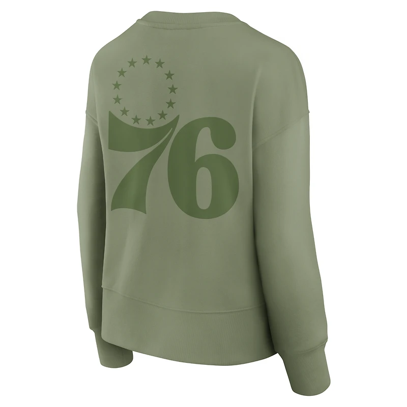 Sweat-shirt à capuche Fanatics Olive Philadelphia 76ers Elements Flow pour femme