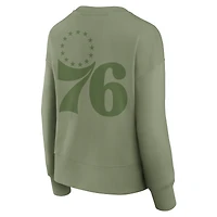 Women's Fanatics Olive Philadelphia 76ers Elements Flow Pullover Sweatshirt