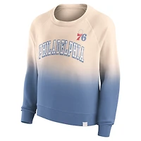 Sweat-shirt Fanatics Tan/Royal Philadelphia 76ers Lounge Arch Raglan pour femmes