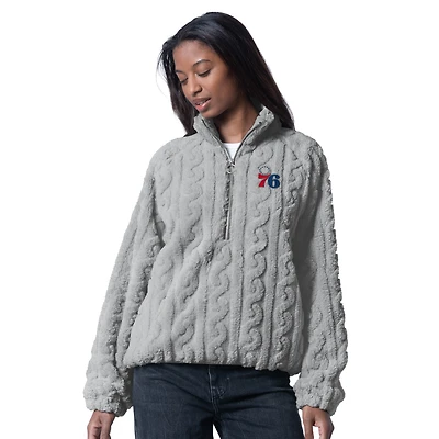 Pull demi-zippé G-III 4Her pour femme par Carl Banks, gris, des Philadelphia 76ers Champ