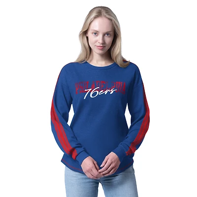 T-shirt à manches longues Advantage Tri-Blend G-III 4Her par Carl Banks Royal pour femme, Philadelphia 76ers