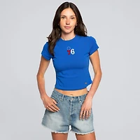 Women's Hype and Vice  Royal Philadelphia 76ers Small Logo Cropped Baby T-Shirt