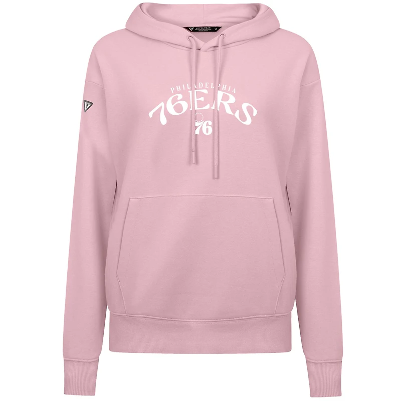Sweat à capuche rose clair pour femme Levelwear Philadelphia 76ers, motif Fête des Mères, arqué