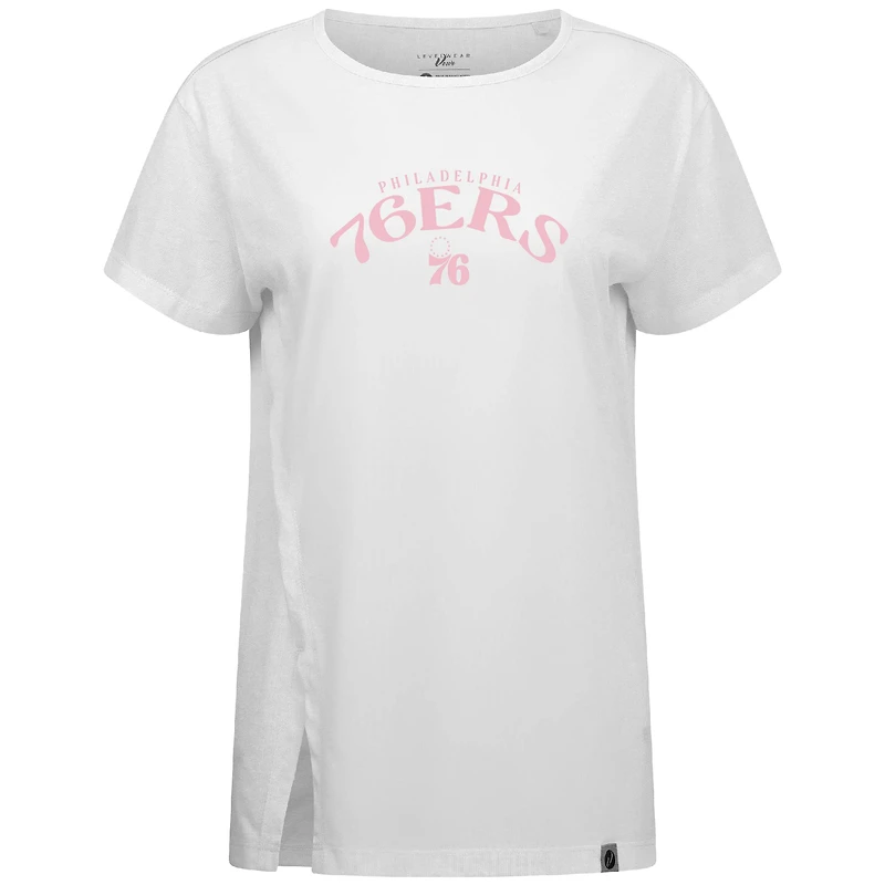 T-shirt blanc pour femme Levelwear, motif arche Influx la fête des mères Philadelphia 76ers