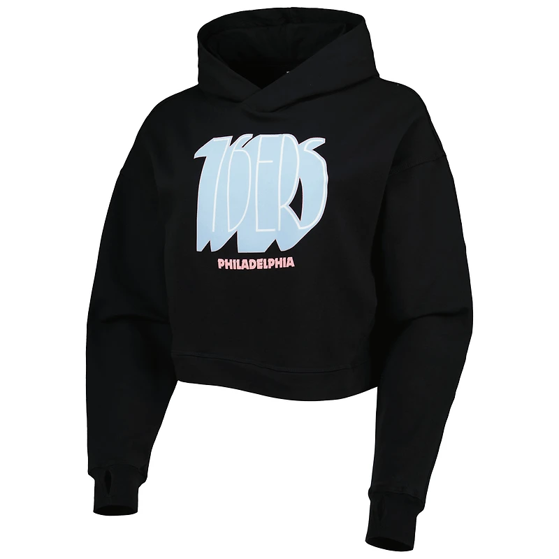 Chandail à capuchon court pour femme Philadelphia 76ers Layla World Tour Lusso noir
