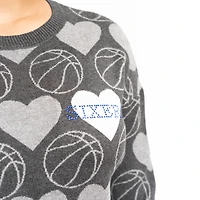 Chandail Lusso Charcoal Philadelphia 76ers Basketball Love Swarovski Crystal Intarsia pour femme