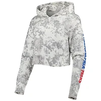 Women's Lusso Gray/White Philadelphia 76ers Maia Tri-Blend Cropped Quarter-Zip Top