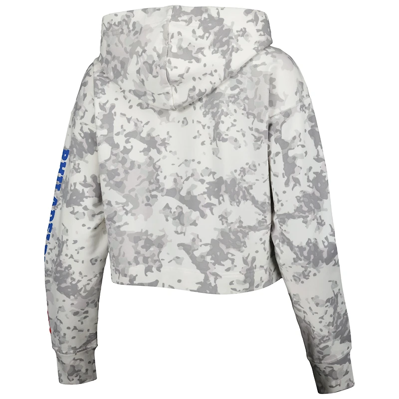 Women's Lusso Gray/White Philadelphia 76ers Maia Tri-Blend Cropped Quarter-Zip Top
