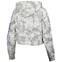 Women's Lusso Gray/White Philadelphia 76ers Maia Tri-Blend Cropped Quarter-Zip Top