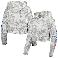 Women's Lusso Gray/White Philadelphia 76ers Maia Tri-Blend Cropped Quarter-Zip Top