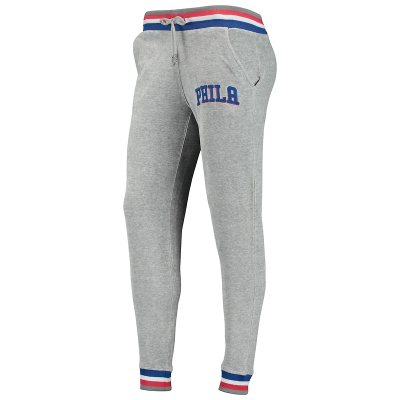 Ensemble pour femme Lusso Grey Philadelphia 76ers Maisie-Maggie Velour Raglan Sweat à capuche et pantalon de jogging