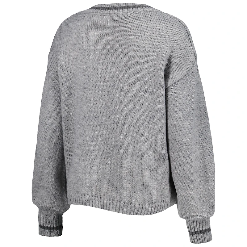 Chandail à encolure en V tri-mélange manches lanterne des Philadelphia 76ers Scarletts gris Lusso pour femme