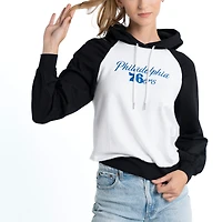 Sweat à capuche Lusso White Philadelphia 76ers Marlowe Tri-Blend Raglan pour femmes