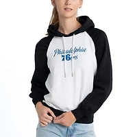 Sweat à capuche Lusso White Philadelphia 76ers Marlowe Tri-Blend Raglan pour femmes