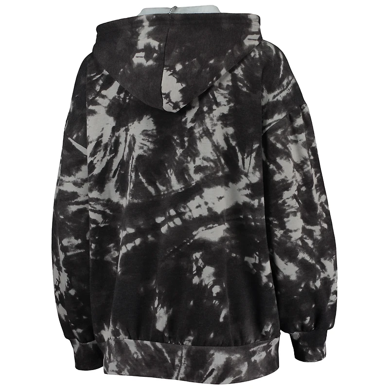 Sweat à capuche Majestic Threads noir pour femme Philadelphia 76ers Burble Tie-Dye Tri-Blend