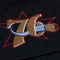 Maillot de mode Mitchell & Ness noir Philadelphia 76ers pour femme, court, en maille et col V